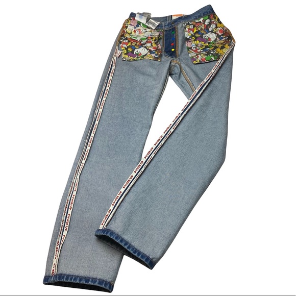 Levi’s Nintendo Super Mario Power Up Blue Tab 501 Straight 24x26 Womens Jeans - Picture 2 of 16